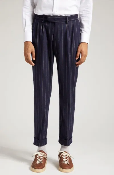 Eleventy Pinstripe Wool & Cashmere Stretch Flannel Suit In Navy