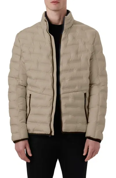 Bugatchi Quilted Bomber Jacket In Sand