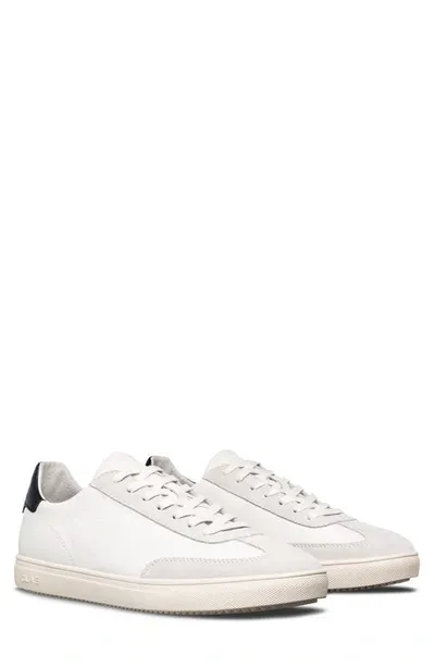 Clae Deane Sneaker In White Leather Navy