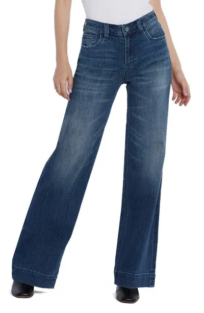 Hint Of Blu Love Wide Leg Jeans In Ocean Blue