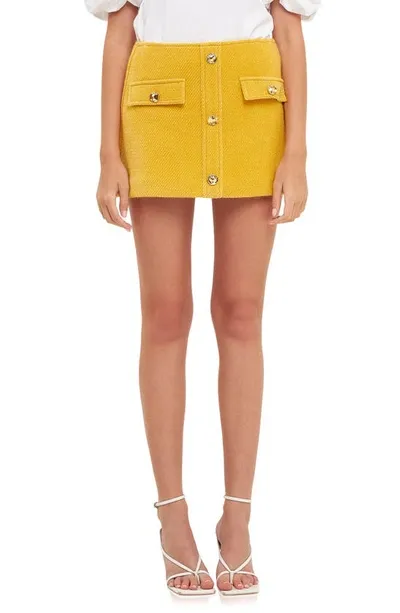 English Factory Bouclé Miniskirt In Yellow