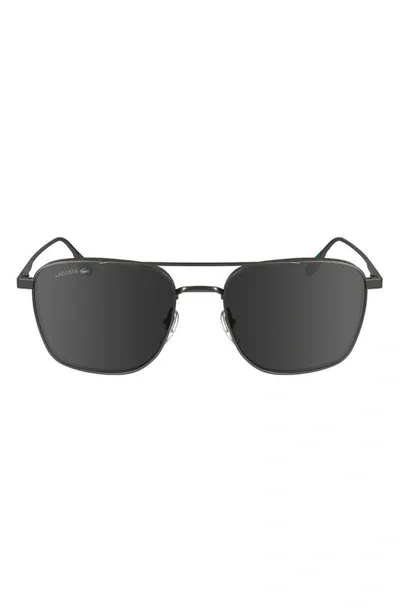 Lacoste Premium Heritage 55mm Rectangular Sunglasses In Shiny Gunmetal