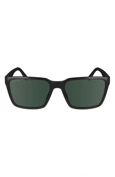 Lacoste 56mm Rectangular Sunglasses In Black