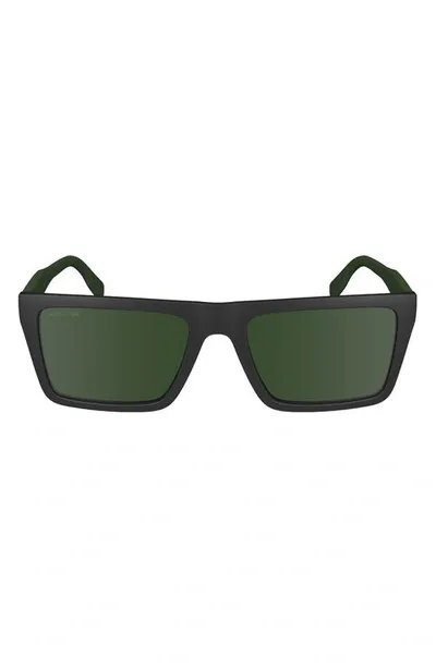 Lacoste Sport 56mm Rectangular Sunglasses In Matte Black