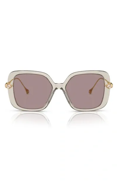 Swarovski 56mm Square Sunglasses In Transparent Light Brown