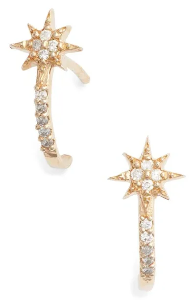 Anzie Diamond Star Half Hoop Huggie Earrings In Gold