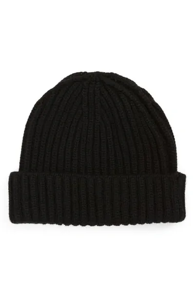 Drake's Rib Cashmere Beanie In Black