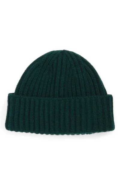 Drake's Rib Cashmere Beanie In Green