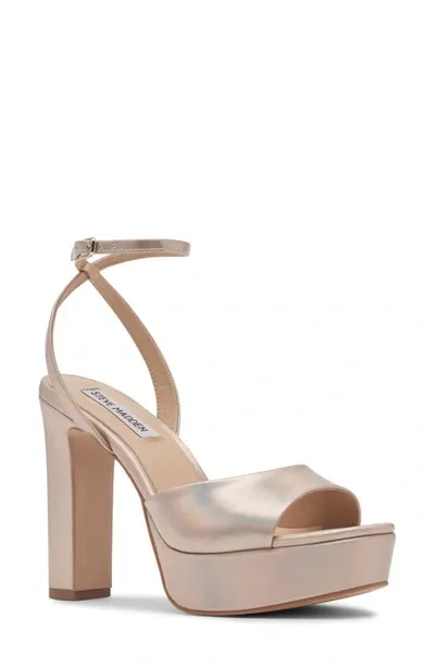 Steve Madden Assured Ankle Strap Platform Sandal In Champagne