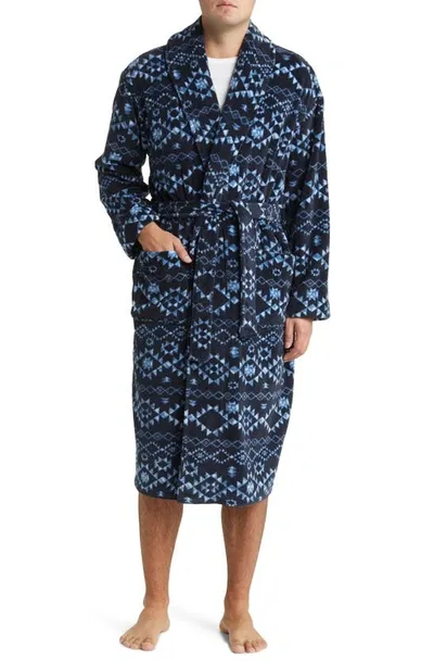 Majestic Geo Pattern Shawl Collar Robe In Blue