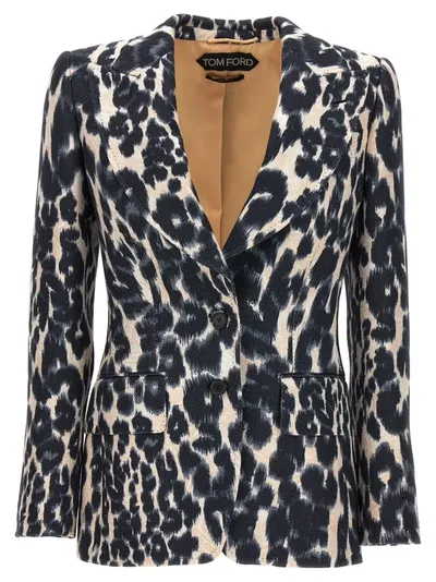 Tom Ford Animal Print Single-breasted Blazer Jackets Multicolor