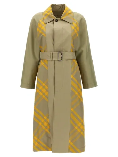 Burberry Check Insert Trench Coat Coats, Trench Coats In Beige