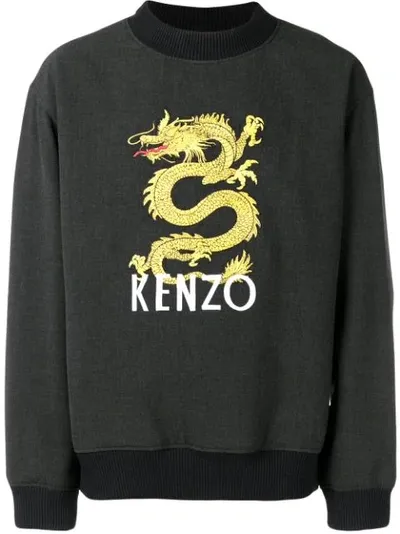 Kenzo Men's Logo Embroidered Sweatshirt, Gray In Steel Grey