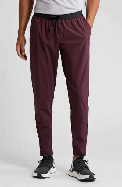 Zella Torrey Zip Hem Running Pants In Burgundy Stem