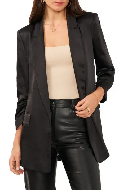 Vince Camuto Peak Lapel Satin Blazer In Rich Black