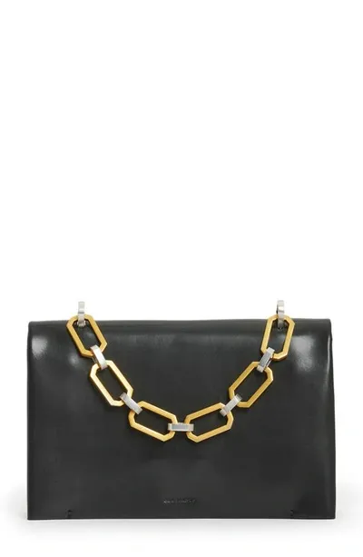 Allsaints Yua Leather Clutch In Black