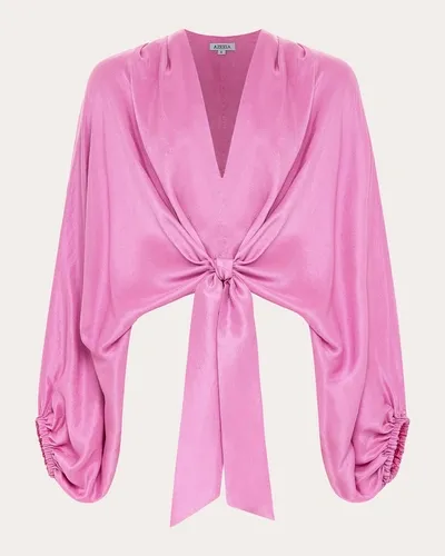 Azeeza Culhane Twisted Silk Blouse In Pink