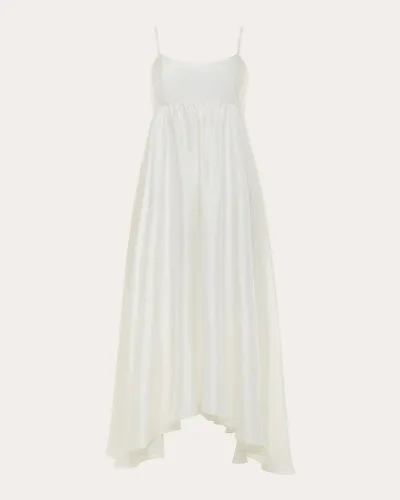 Azeeza Rachel Asymmetric Silk Midi Dress In White