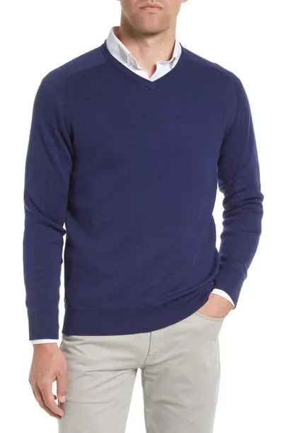 Peter Millar Deuce V-neck Sweater In Navy