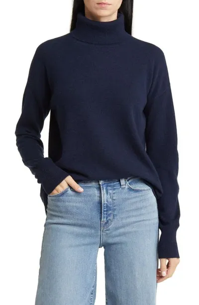 Nordstrom Cashmere Turtleneck Sweater In Navy Night