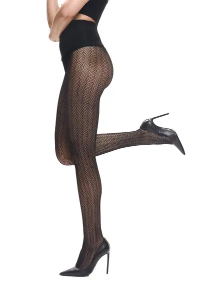 Heist Herringbone Net Tights In Black