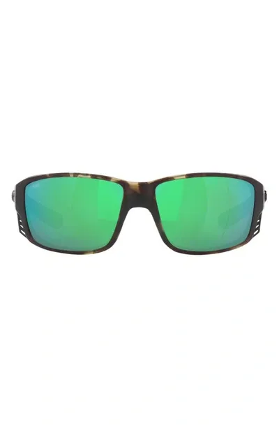 Costa Del Mar Pargo 60mm Mirrored Polarized Square Sunglasses In Matte Green