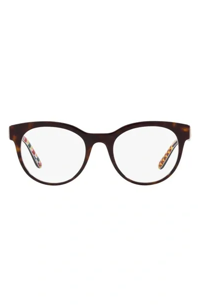 Dolce & Gabbana 55mm Rectangle Optical Glasses In Havana On White Barrow