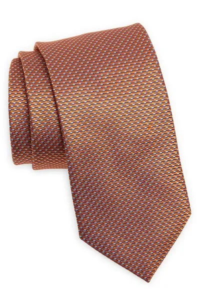 Eton Geo Silk Tie In Med Orange