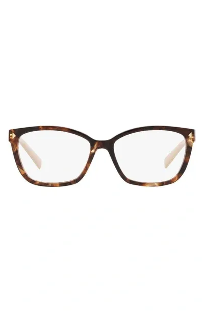 Prada 53mm Rectangular Optical Glasses In Caramel