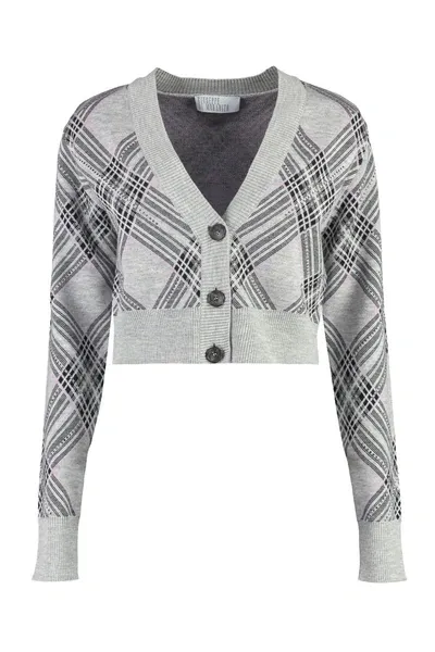 Giuseppe Di Morabito Plaid-check Cropped Cardigan In Grey