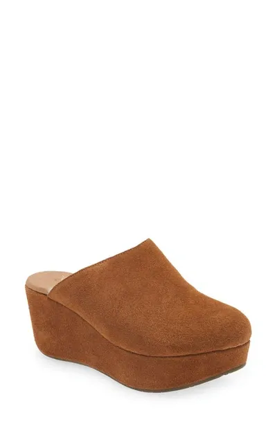 Chocolat Blu Yoselin Genuine Shearling Suede Platform Mule In Brown Suede