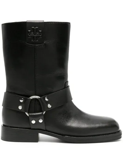 Tory Burch Square Toe Ankle Boots In Black