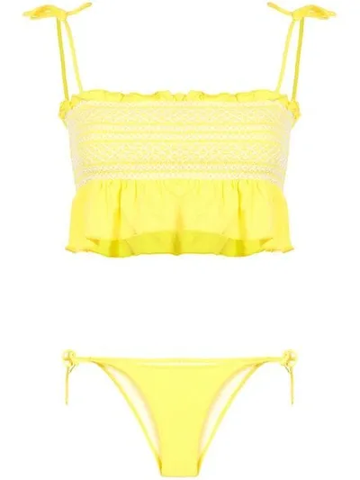 Lisa Marie Fernandez Selena Smocked Bikini In Yellow