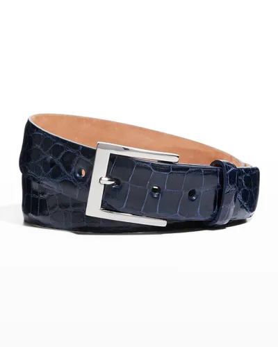 W. Kleinberg Men's American Alligator Belt In Navy