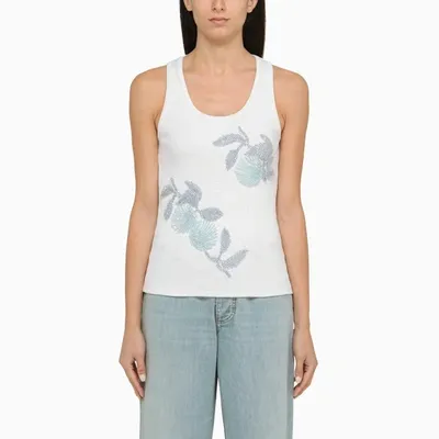 Bottega Veneta White Tank Top With Sequins