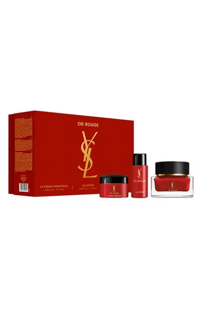 Saint Laurent Yves  Or Rouge Luxury Skincare Trio Gift Set $276 Value In Multi