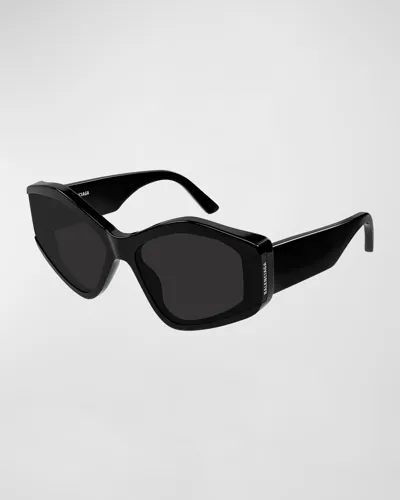 Balenciaga Acetate Cat-eye Sunglasses In Shiny Solid Black