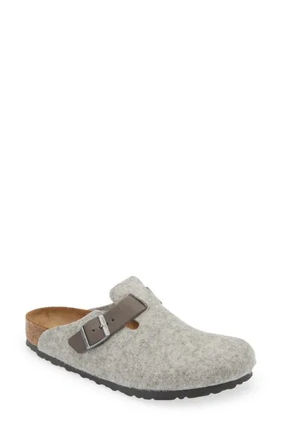 Birkenstock Boston Wool Felt Clog In Light Grey Iron