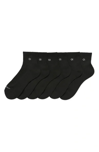 Calvin Klein 6-pack Quarter Cut Socks In Black