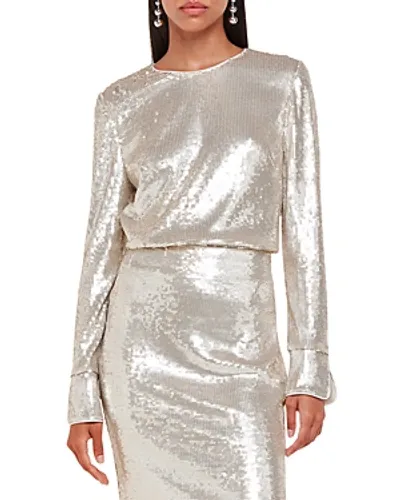 Whistles Sequined Top In Silver