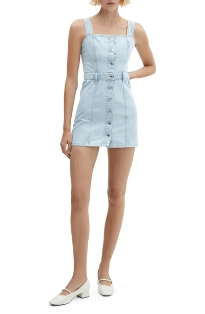 Mango Denim Minidress In Light Blue