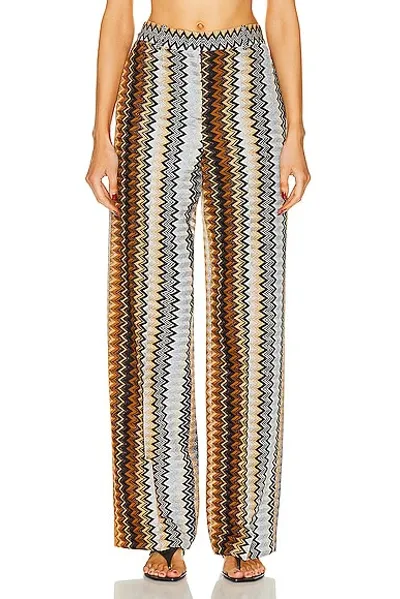 Missoni Zigzag Lurex Wide-leg Trousers In Multi Brown