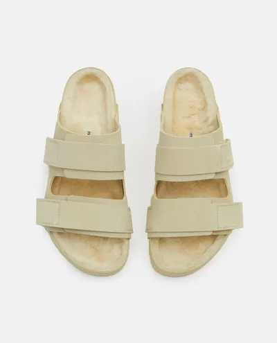 Birkenstock 1774 Uji Suede And Leather Slippers In Yellow