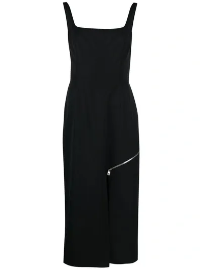 Alexander Mcqueen Grain De Poudre Wool Midi Dress In Black