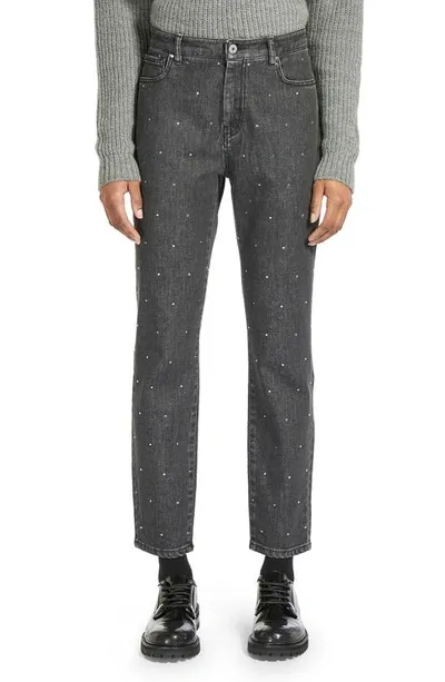 Weekend Max Mara Teano Rhinestone Embellished Straight Leg Jeans In Black