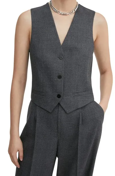 Mango Structured Suiting Vest In Medium Heather Grey