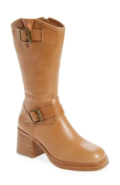 Chocolat Blu Ingrid Zip Boot In Brown Leather