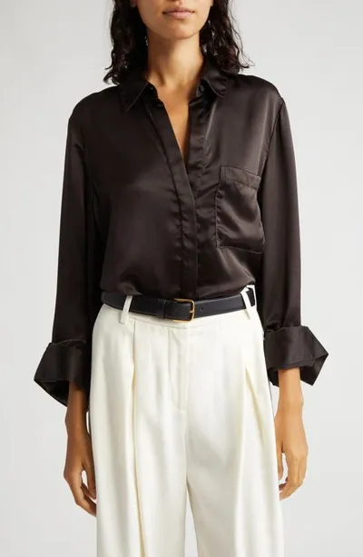 Twp Silk Button-up Shirt In Black