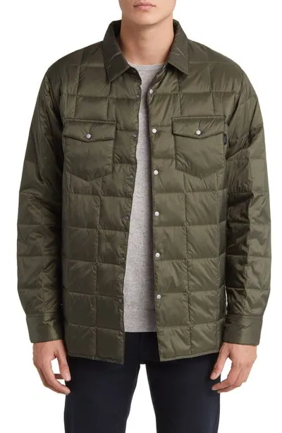 Taion Quilted Down Shirt Jacket In D.olive