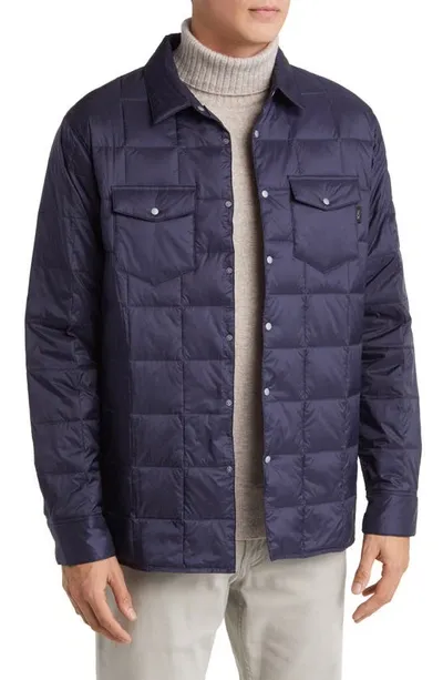 Taion Quilted Down Shirt Jacket In Navy